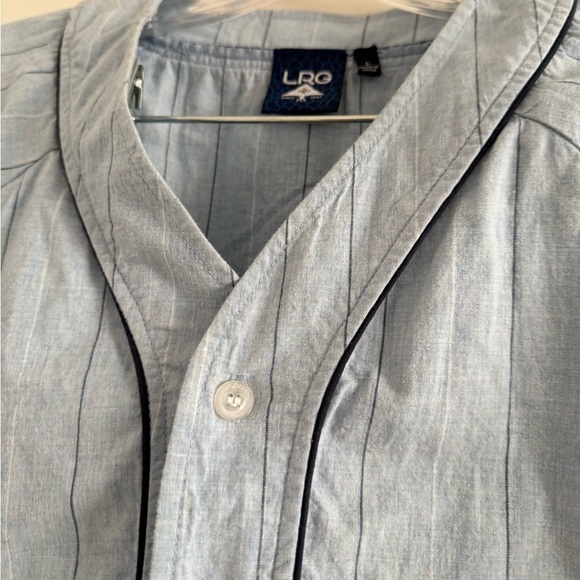 LRG Men’s Light Blue Striped Button Up Jersey- Size LARGE - Picture 5 of 7